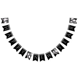 Silver Happy New Year Bunting Flags