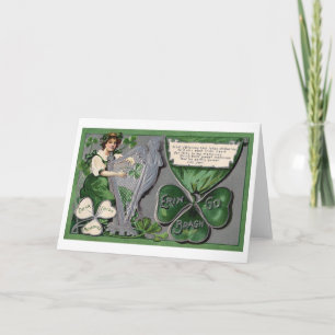 Silver Harp, Shamrock, St. Patrick's Day, Vintage Card