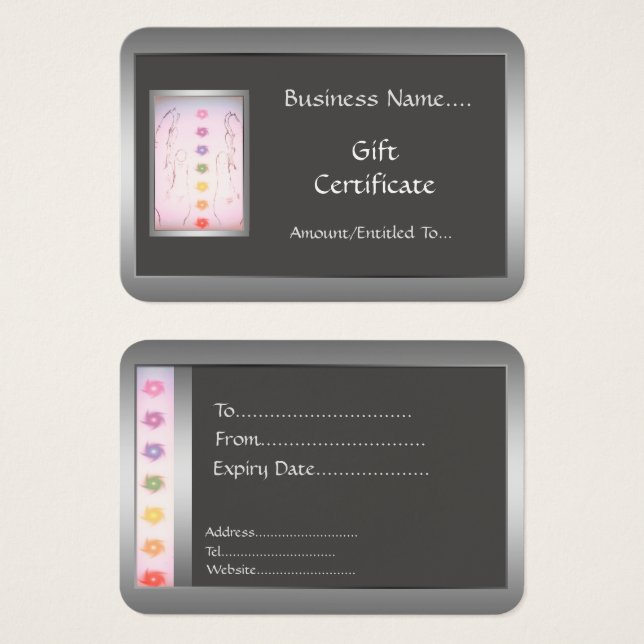 Silver Healing Hands Holistic Gift Card design (Front & Back)
