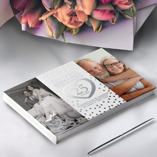 Silver heart 25th wedding anniversary photos blue guest book