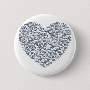 Silver heart 2 inch round button