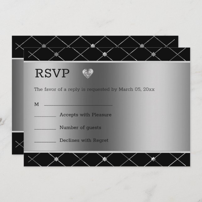 Silver Heart And Background Invitation (Front/Back)