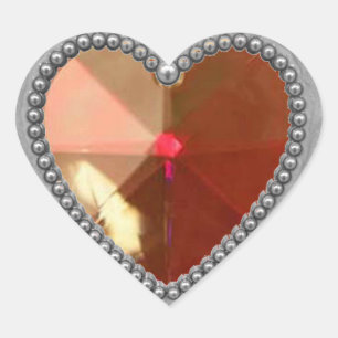 Silver Heart and Ruby Sticker