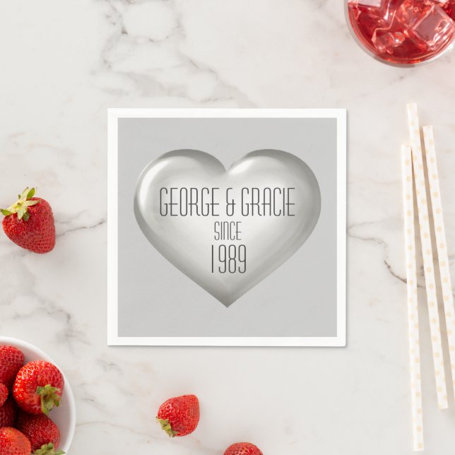 Silver Heart Anniversary Napkin (Insitu)