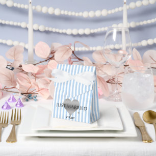 Silver Heart Blue And White Shower Party Favor Box