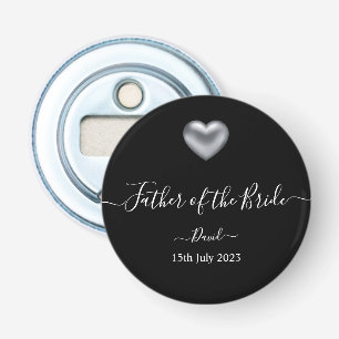 Silver Heart Father of the Bride Bottle Opener