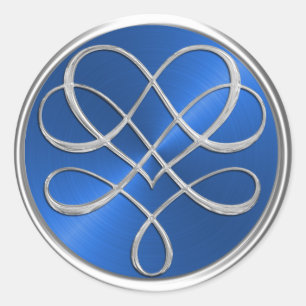 Silver Heart Ornament 38 Colour Options Background Classic Round Sticker