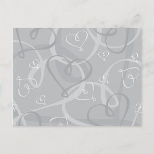Silver heart pattern postcard
