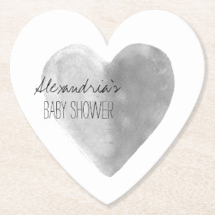 Silver Heart Personalized Paper Coaster