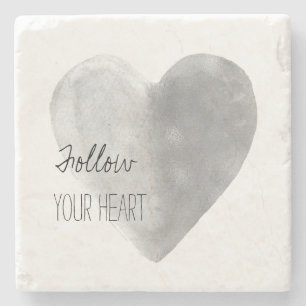 Silver Heart Personalized Stone Coaster