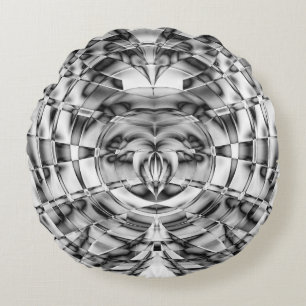 Silver Heart Round Pillow