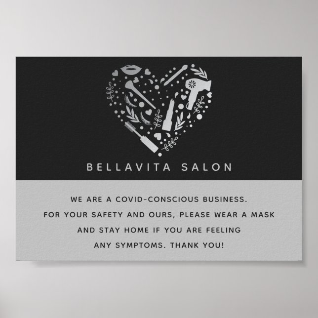 Silver Heart Salon Covid Conscious Safety Poster (Front)