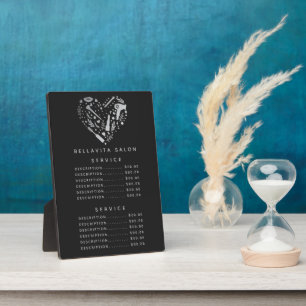 Silver Heart Salon Prix Menu Plaque
