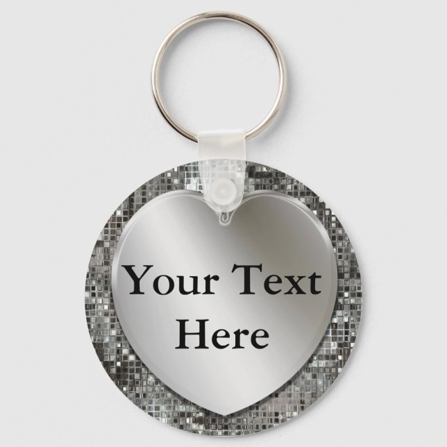 Silver Heart To Personalize Keychain (Front)