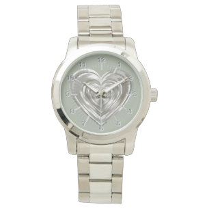 Silver heart watch