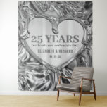 Silver Heart Wedding Anniversary Backdrop Tapestry<br><div class="desc">Molten Liquid Metal with a Satin Look.</div>