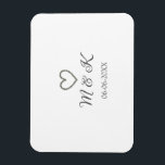 Silver heart wedding couple name letter modern  magnet<br><div class="desc">Design</div>