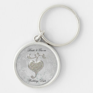 Silver Heart Wedding Favour Keychain