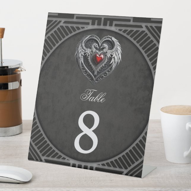 Silver heart with wings.  pedestal sign (In SItu)