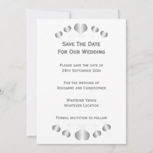 Silver Hearts Design Wedding Save The Date