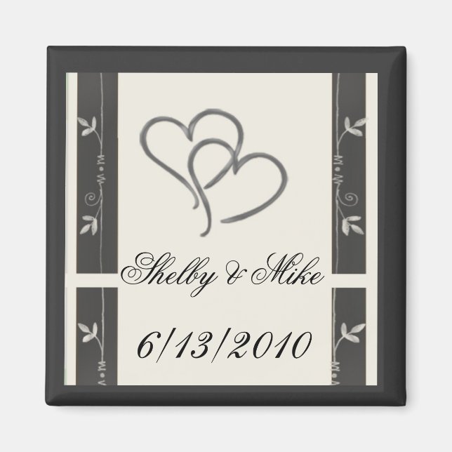 Silver hearts  - easy to customize magnet (Front)