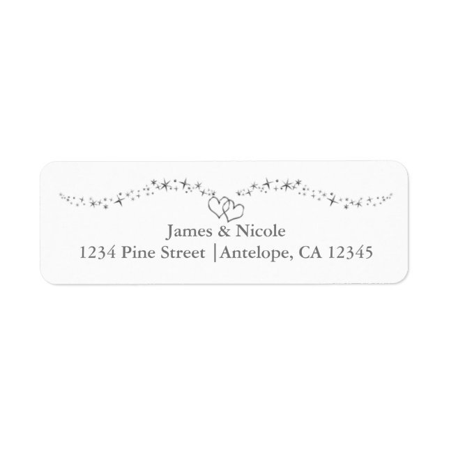 Silver Hearts & Sparkle Wedding Address Labels (Front)