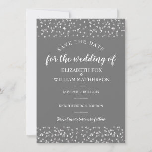 Silver Hearts Wedding Save the Date Card