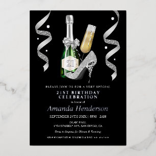 Silver Heels and Champagne Women's Birthday