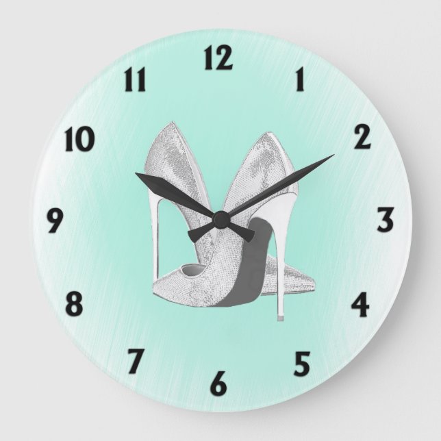 Silver Heels Mint Green Large Clock (Front)