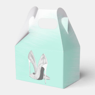 Silver Heels on Mint Favor Box