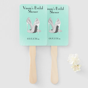Silver Heels on Mint Personal Hand Fan