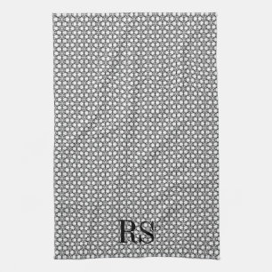 Silver Hexagon Pattern: Monogram Kitchen Decor Kitchen Towel