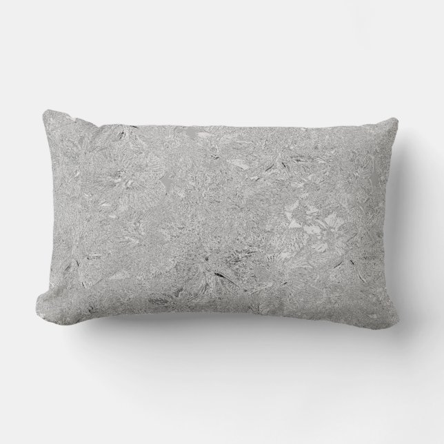Silver Hibiscus Flowers Design, Lumbar Pillow (Front)