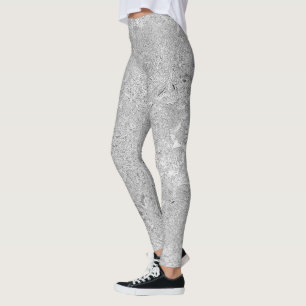 Silver Hibiscus Flowers,  Leggings