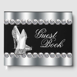 Silver High Heel Shoe Birthday Party Guest Book