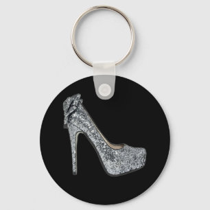 Silver High Heels Customize add Text Keychain