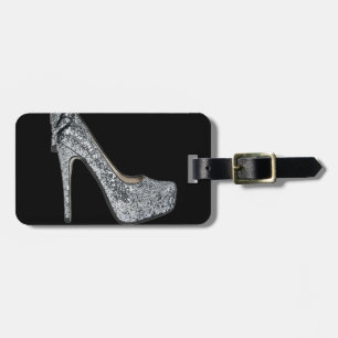 Silver High Heels Customize add Text Luggage Tag