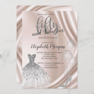 Silver High Heels Dress 50th Birthday Party Invitation