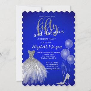 Silver High Heels,Dress,Champagne Blue 50th Invitation