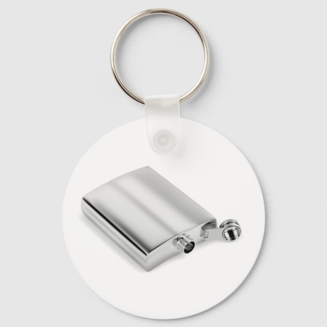 Silver hip flask keychain (Front)