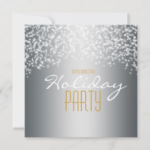 Silver Holiday Party Glitter Sparkle Invitation