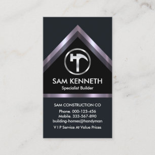 Silver Home Roof Building Construction Business Card