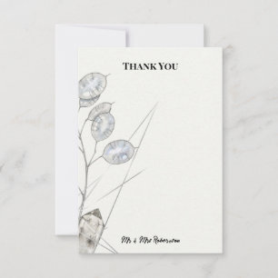 Silver Honesty Leaf Wedding Thank You Card