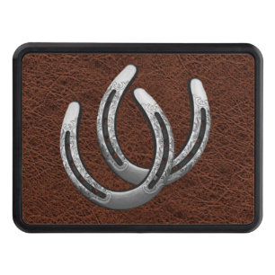 Silver Horseshoes Simulated Leather Trailer Hitch Trailer Hitch Cover