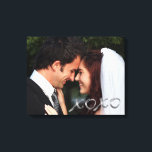 Silver Hugs and Kisses Wedding Photo Canvas Print<br><div class="desc">Elegant silver X's and O's accent your wedding photo on this canvas, making it a perfect gift for yourself or your parents.</div>