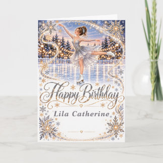 Silver Ice Skating Birthday  Card