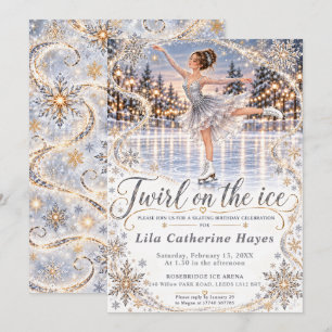Silver Ice Skating Birthday  Invitation