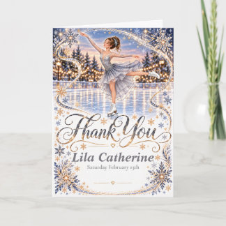Silver Ice Skating Birthday  Thank You Card