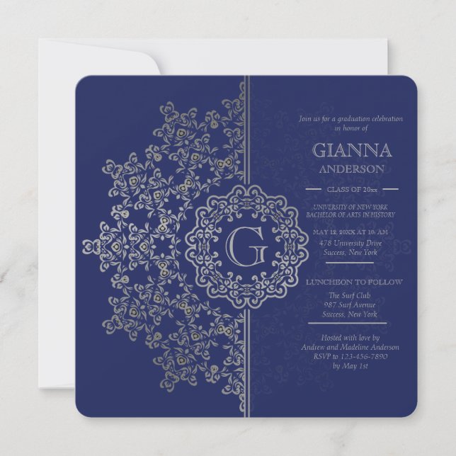 Silver Impression Graduation Invitation (Front)