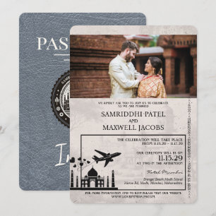 Silver India Passport Wedding Invitation